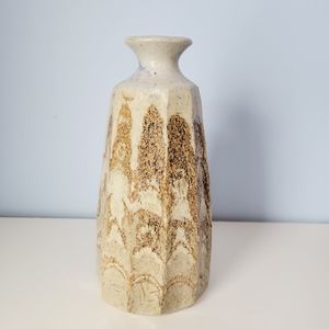 Artisan Pottery Vase 1980s Handcrafted Scalloped Signed Brenda '82